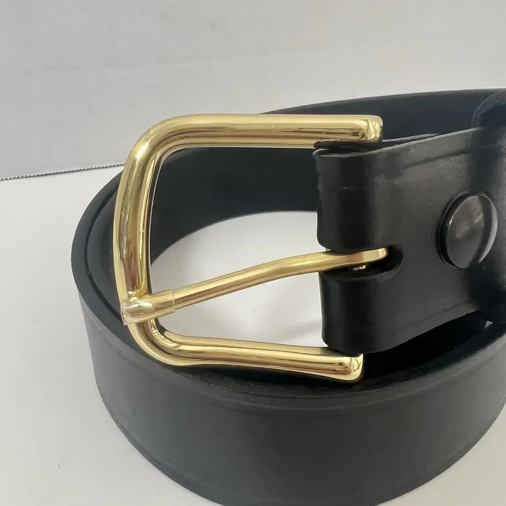 NEW Gould & Goodrich Mens Size 32 Black Leather Belt Brass Buckle USA